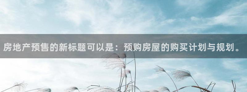 和记平台官网：房地产预售的新标题可以是：预购房屋的购买计划与